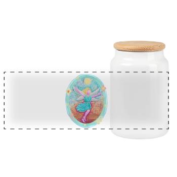 Magic Elf of Joy - Sonja Ariel von Staden - Panoramic Cookie Jar with Wooden Lid - white - Front
