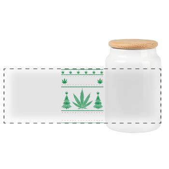 Joyeux Noël, Joyeux Cannabis - Boîte à biscuits avec couvercle en bois - blanc - Devant