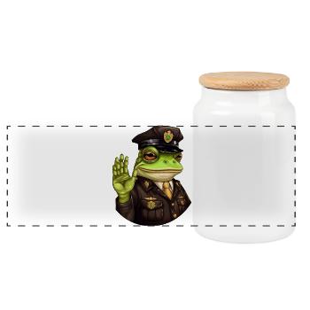 Grenouille Policier - Boîte à biscuits avec couvercle en bois - blanc - Devant