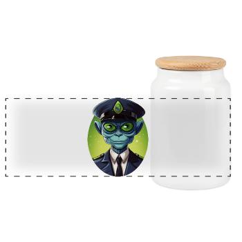 Flic extraterrestre - Boîte à biscuits avec couvercle en bois - blanc - Devant