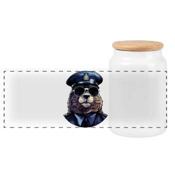 Marmotte Policier - Boîte à biscuits avec couvercle en bois - blanc - Devant