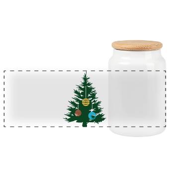 Fir tree with baubles fir forest Christmas xmas - Panoramic Cookie Jar with Wooden Lid - white - Front