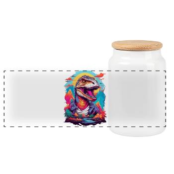 Tyrannosaurus Rex - Panoramic Cookie Jar with Wooden Lid - white - Front