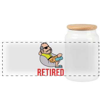 Leisure senior saying retirement pensioner pension - Panoramic Cookie Jar with Wooden Lid - white - Front