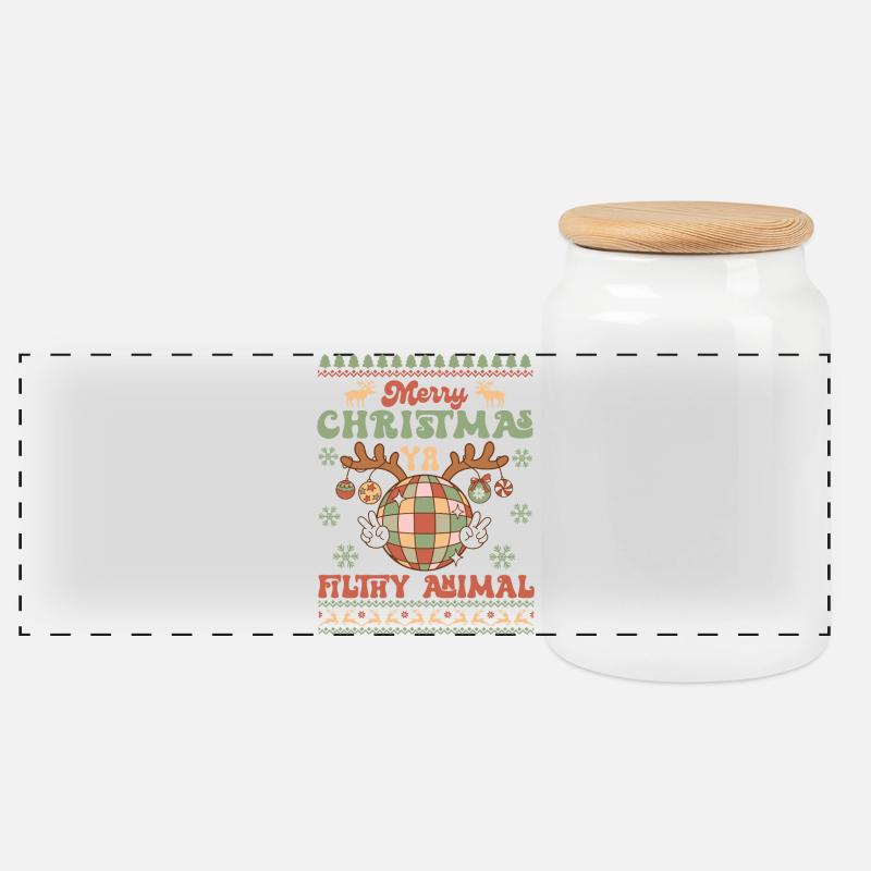 Hässlicher Weihnachtspullover - Panorama Keksdose mit Holzdeckel - Weiß