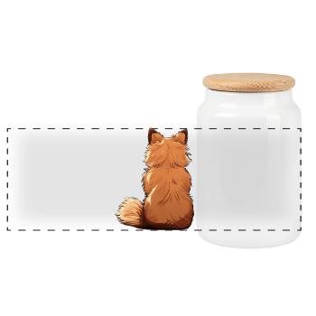 Pomeranian - Panoramic Cookie Jar with Wooden Lid - white - Front