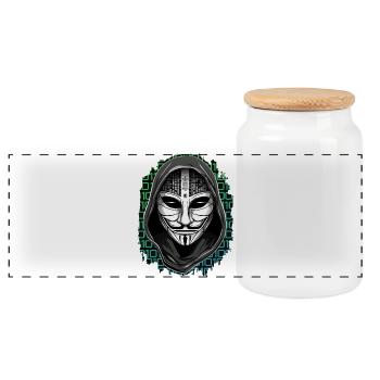 Anonymous Hacker - Panorama Keksdose mit Holzdeckel - Weiß - Vorne