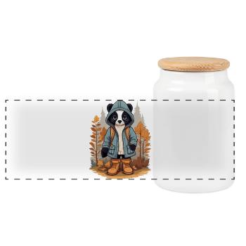 Cute Skunk - Panoramic Cookie Jar with Wooden Lid - white - Front