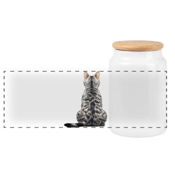 Ägyptische Mau-Katze - Panorama Keksdose mit Holzdeckel - Weiß - Vorne