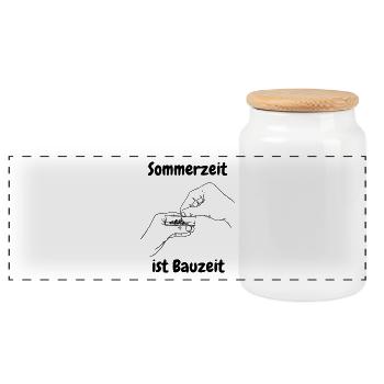 Sommerzeit ist Bauzeit - Panorama Keksdose mit Holzdeckel - Weiß - Vorne