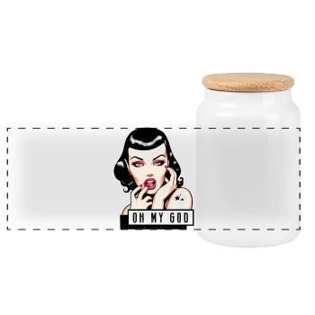 Lola Rockabilly Illustration TShirt - Panoramic Cookie Jar with Wooden Lid - white - Front