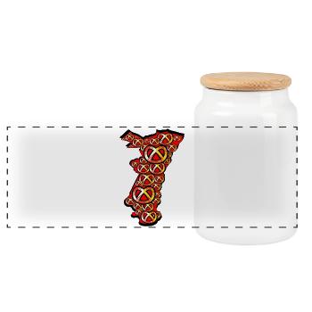 Alsace region Pretzel Blason - Panoramic Cookie Jar with Wooden Lid - white - Front