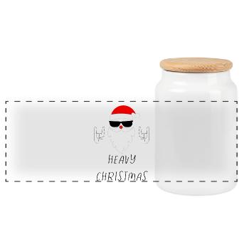 Noël lourd Rock an roll Noël pleine barbe - Boîte à biscuits avec couvercle en bois - blanc - Devant