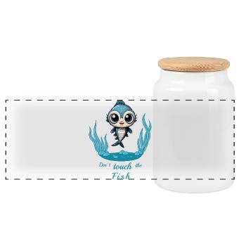 Sweet Fish - Panoramic Cookie Jar with Wooden Lid - white - Front