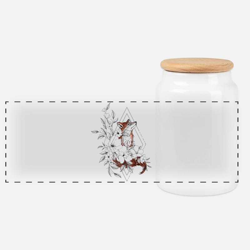 Floral Fox Ornamentale Geometrie - Panorama Keksdose mit Holzdeckel - Weiß