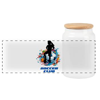 Lebendiges Splash Design des Fußballvereins - Panorama Keksdose mit Holzdeckel - Weiß - Vorne