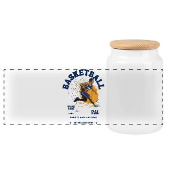 Illustration dynamique de joueur de basket-ball - Boîte à biscuits avec couvercle en bois - blanc - Devant
