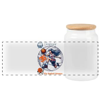 Dynamische Weibliche Basketball-Meisterin Illustration - Panorama Keksdose mit Holzdeckel - Weiß - Vorne