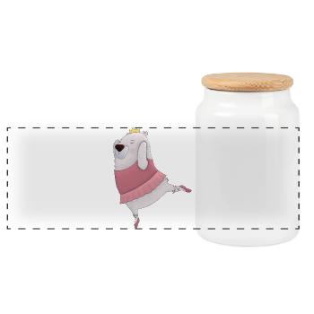 Tanzbär – Niedliches Ballett-Design 🐻💃👑 - Panorama Keksdose mit Holzdeckel - Weiß - Vorne