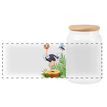 Cigogne fantaisiste avec mouche et éléments de la nature - Boîte à biscuits avec couvercle en bois - blanc - Devant