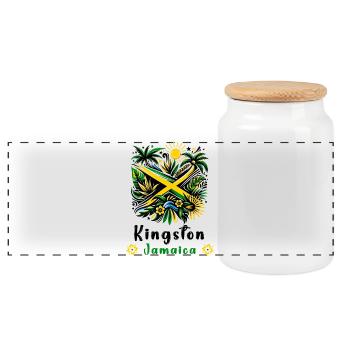 Jamaica Kingston Caribbean Design - Boîte à biscuits avec couvercle en bois - blanc - Devant