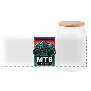 VTT Ride Style Vintage - Boîte à biscuits avec couvercle en bois - blanc - Devant