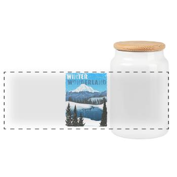 Winter Wonderland - domaine public modifié - Boîte à biscuits avec couvercle en bois - blanc - Devant