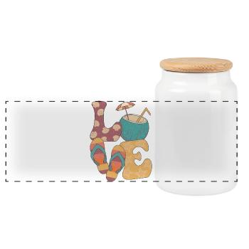 Summer Love - Panoramic Cookie Jar with Wooden Lid - white - Front