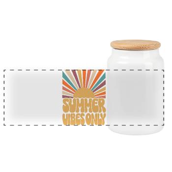 Summer Vibes Only - Panoramic Cookie Jar with Wooden Lid - white - Front