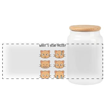 Cats - What's Your Mood? - Panoramic Cookie Jar with Wooden Lid - white - Front