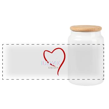 Kosmischer Amor Liebe - Panorama Keksdose mit Holzdeckel - Weiß - Vorne
