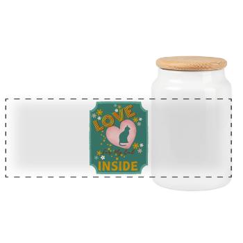 Design du cœur de l’amour à l’intérieur de mon chat - Boîte à biscuits avec couvercle en bois - blanc - Devant