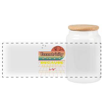 Eccentricity Neon Retro Print - Panoramic Cookie Jar with Wooden Lid - white - Front