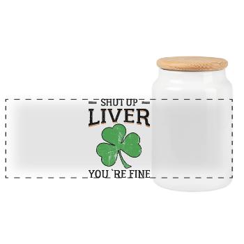 Toast Beer Ireland Shamrock St. Patrick's Day - Panoramic Cookie Jar with Wooden Lid - white - Front