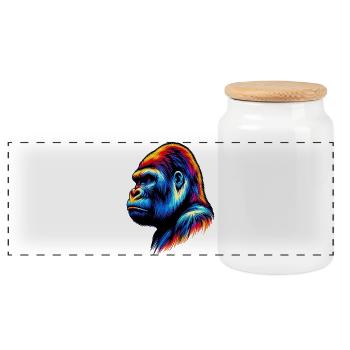 Gorilla - Panorama Keksdose mit Holzdeckel - Weiß - Vorne
