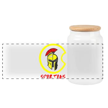 Helmet Sparta and Blood 4 - Panoramic Cookie Jar with Wooden Lid - white - Front