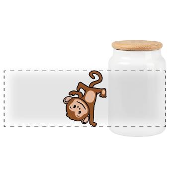 Hiphop Monkey - Panoramic Cookie Jar with Wooden Lid - white - Front