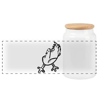 Expressive cartoon chicken print - Panoramic Cookie Jar with Wooden Lid - white - Front