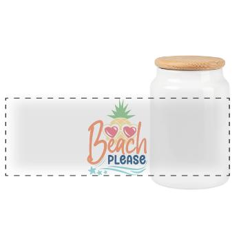 Beach Please - Panoramic Cookie Jar with Wooden Lid - white - Front