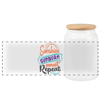 Sunshine Sunburn Sunset Repeat - Panoramic Cookie Jar with Wooden Lid - white - Front