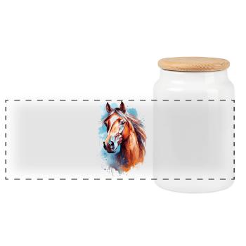 Conception du cheval Aqaurell - Boîte à biscuits avec couvercle en bois - blanc - Devant