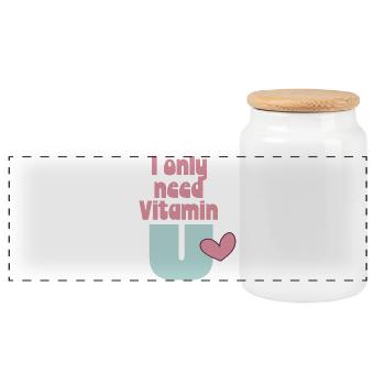 I only need Vitamin U - Panorama Keksdose mit Holzdeckel - Weiß - Vorne