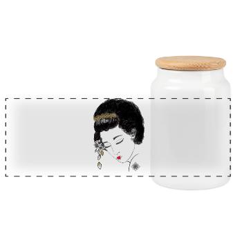 Geisha du Japon, portrait de la couronne de fleurs en or, - Boîte à biscuits avec couvercle en bois - blanc - Devant