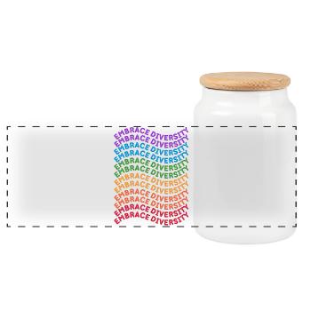 Embrasser la diversité - Boîte à biscuits avec couvercle en bois - blanc - Devant
