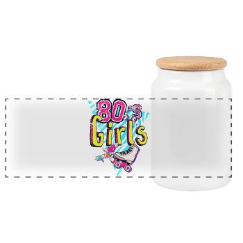 années 80 filles Neon Roller Vibe - Boîte à biscuits avec couvercle en bois - blanc - Devant