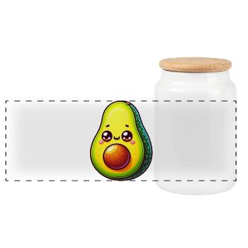 Avocat - Boîte à biscuits avec couvercle en bois - blanc - Devant