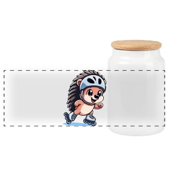 Speedy Hedgehog: Rollschuh-Champion - Panorama Keksdose mit Holzdeckel - Weiß - Vorne