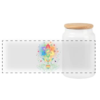 Flower with Root Symbol of Pride & Belonging - Panoramic Cookie Jar with Wooden Lid - white - Front