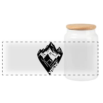 Vue sur la montagne [Noir] - Boîte à biscuits avec couvercle en bois - blanc - Devant