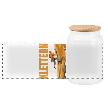 Klettern - Panorama Keksdose mit Holzdeckel - Weiß - Vorne